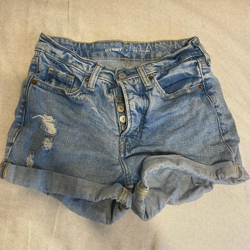 Old Navy Light Blue Distressed Rolled Cuff Jean Shorts